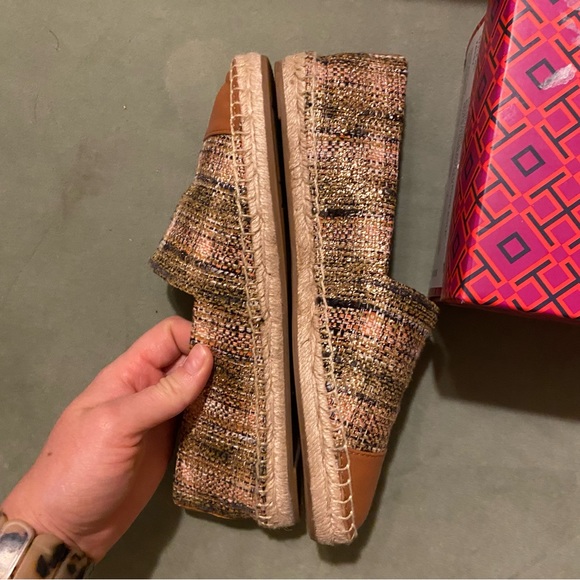 Tory Burch Espadrille Metallic Tweed Flat shoe with Box - Picture 6 of 12